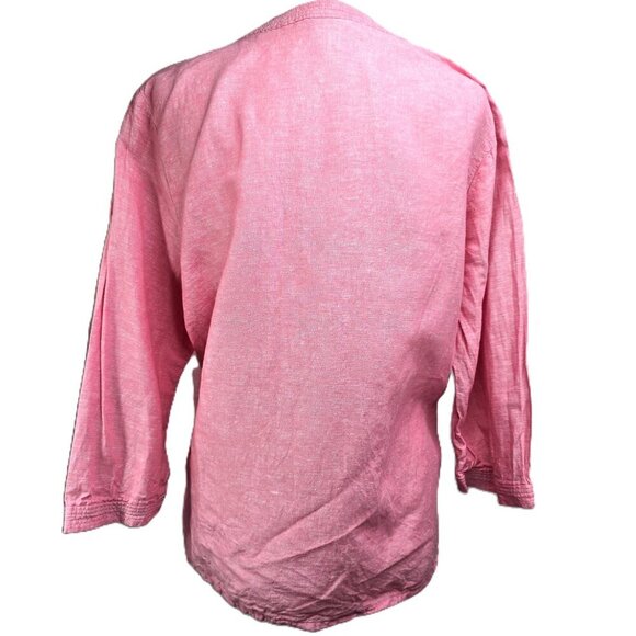 Liz Claiborne Red Linen V Neck Top Lagenlook - Picture 4 of 8